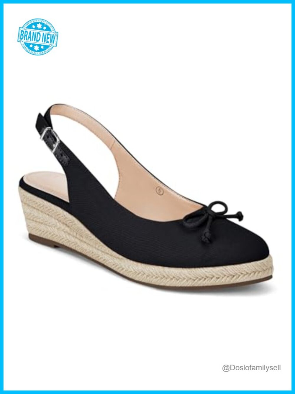 Womens Closed Toe Espadrilles Wedges Platform Slingback Mid Heel Canvas Bow